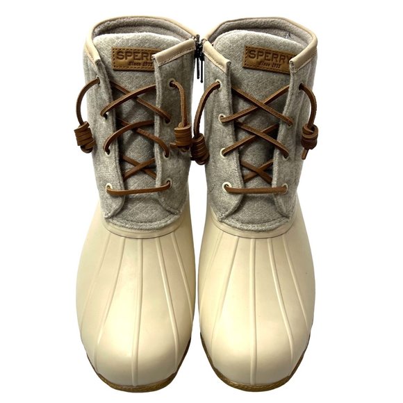 Sperry Saltwater Wool Embossed Thinsulate Duck Boot NEW Oat Women’s 10 Wide - Picture 1 of 12